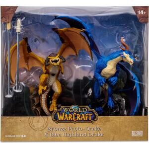 WORLD OF WARCRAFT Bronze Proto-Drake Blue Highland Drake 2pk 1:12 Scale NWT